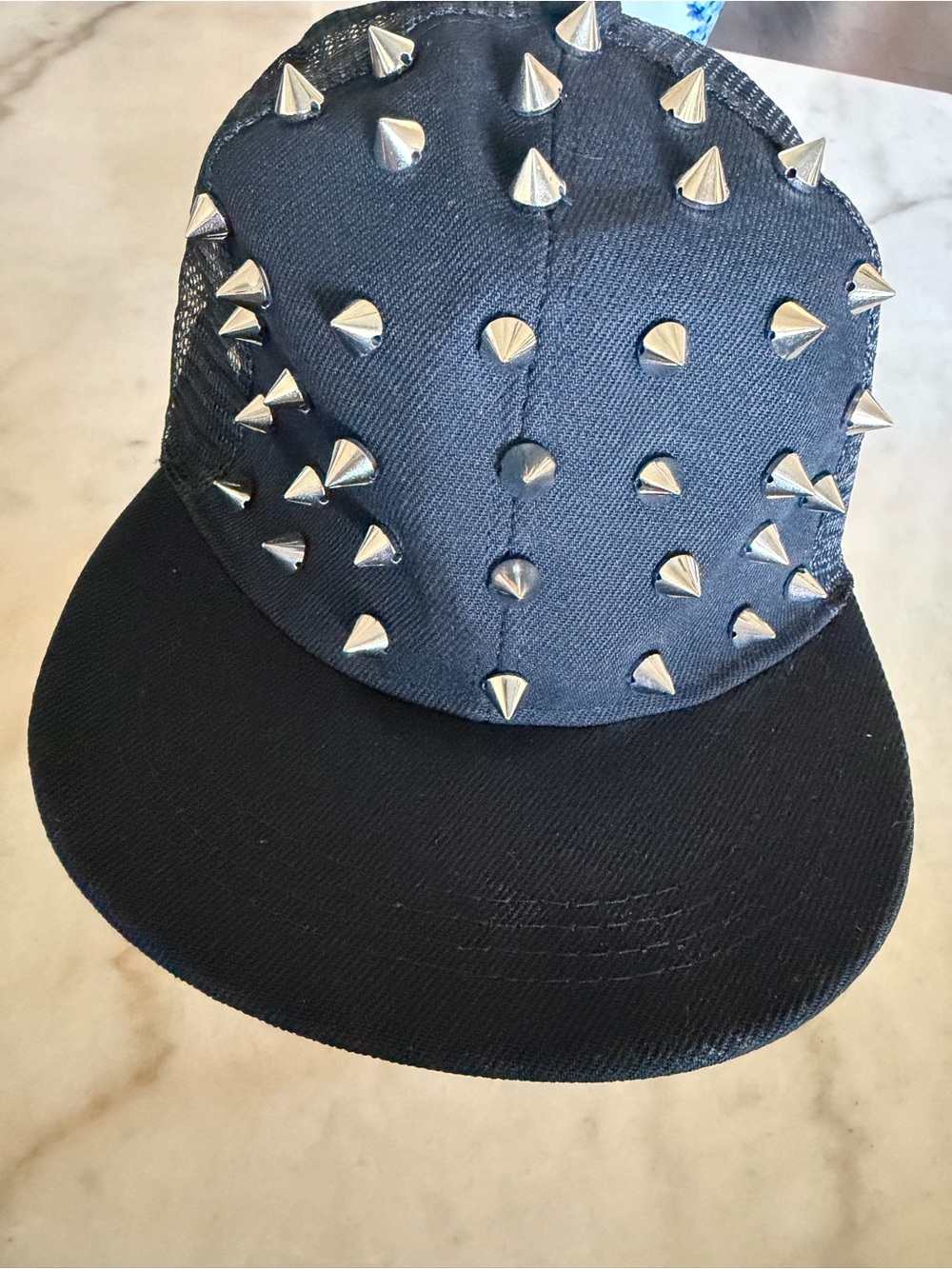 Black Studded Snapback Cap